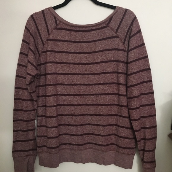 MWOT Maroon striped off the shoulder sweater - Picture 3 of 3